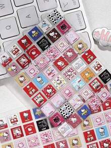 Cubic Stickers, Cute DIY Cat Square Background Stickers, 6D Embossed 3D Cartoon Phone Case Stickers, Decorative Stickers, Desktop Decorative Stickers, Notebook Decorative Stickers, Cup Stickers, Versatile Cute Stickers (Some Styles May Have Color Differences, Random Delivery) - Multicolor - View 1