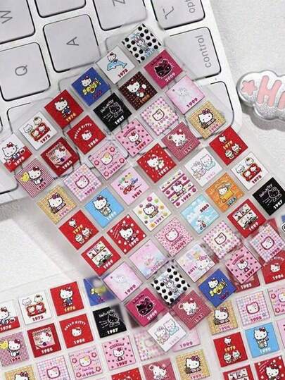 Cubic Stickers, Cute DIY Cat Square Background Stickers, 6D Embossed 3D Cartoon Phone Case Stickers, Decorative Stickers, Desktop Decorative Stickers, Notebook Decorative Stickers, Cup Stickers, Versatile Cute Stickers (Some Styles May Have Color Differences, Random Delivery)