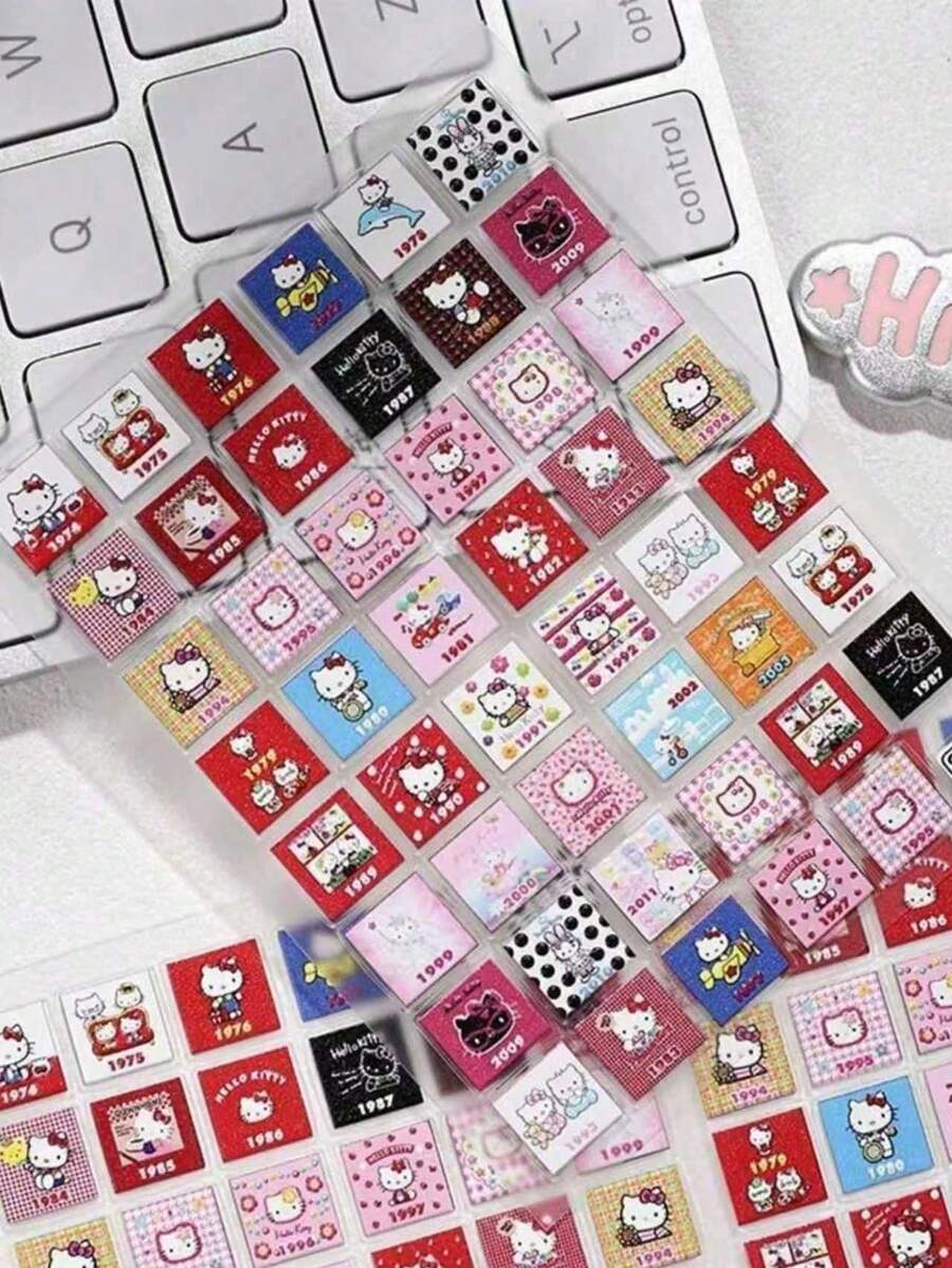 Cubic Stickers, Cute DIY Cat Square Background Stickers, 6D Embossed 3D Cartoon Phone Case Stickers, Decorative Stickers, Desktop Decorative Stickers, Notebook Decorative Stickers, Cup Stickers, Versatile Cute Stickers (Some Styles May Have Color Differences, Random Delivery) - Multicolor - View 1