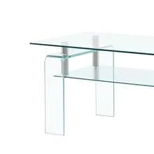Clear Tempered Glass Coffee Table Living Room Tea Table With Glass Leg - White - View 3