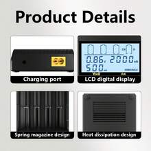 Yonii 四槽液晶显示屏电池充电器，带容量测试功能，支持 1.2V 镍氢 AA、AAA、AAAA 电池 / 3.7V 锂离子 16340/18650/21700/26700 电池 / 3.2V 磷酸铁锂电池充电，镍氢电池充电器，充电电流可调，具有反极性保护和快速充电功能。 - 美規A型插(110-127V) - 查看 2