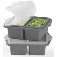 Silicone Freezer Trays With Lids, 2-Pack 1 Cup Soup Freezer Containers, Reusable Silicone Soup Molds For Meal Prep, Ice Cube Trays For Freezing Soup, Broth, Sauces & Leftovers - Xám đậm - Xem 1