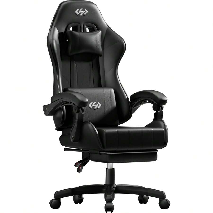 HLDIRECT Gaming Chair, Video Game Chair, Gaming Computer Chair, Ergonomic Chairs With Headrest And Lumbar Support For Adults, Swivel PU Leather Office Chair,Black - màu đen - Xem 1