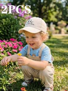 2 件/套 婴儿幼儿卡车帽 可调节后扣棒球帽 适合 0-6 岁男孩女孩 - 彩色 - 查看 2