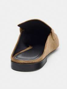 2026 Spring/Summer New Women's Suede Peep Toe Loafers, Round Toe - Brown - View 6
