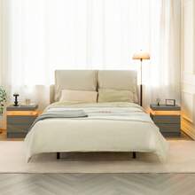 Modern Style Bedside Table With Two Drawers, Easy Assembly, Ample Storage Space, Suitable For Bedrooms And Living Rooms - Grey+Gold - 查看 4
