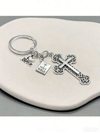 10 piezas Llavero con cruz, llavero con colgante de Biblia, llavero religioso para auto, regalo de oración cristiana, regalo para pareja