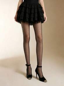 1 đôi quần tất đen mỏng đính sequin, gợi cảm, lấp lánh, thích hợp mặc hàng ngày. - Nhiều màu - Xem 3