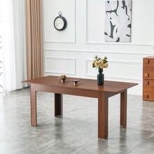 Retractable Rectangular Dining Table, Modern Retractable Kitchen Dining Table With Two Teardrop-Shaped Extension Plates, Walnut Finish, Space Saving, Ideal For Small To Large Families, Can Be Used In The Dining Room And Living Room. - Brown - View 4