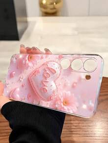 1 chiếc ốp lưng điện thoại trong suốt mềm mại hình trái tim hoa LOVE sang trọng, tương thích với Samsung Galaxy A04e/12/A13/A14/A34/A50/A52/A53/A54/S21/S22/S23/S24/S25/S25Ultra, họa tiết in phẳng, món quà tuyệt vời cho gia đình, bạn bè, người thân yêu. - Trong sáng - Xem 3