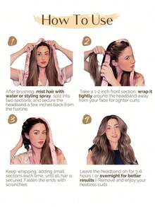 4/1 pezzi Arricciacapelli senza calore, nessun riscaldamento richiesto per uso notturno, include fascia per capelli e fermagli, adatto per tutti i tipi di capelli - Multicolore - Visualizzare 6