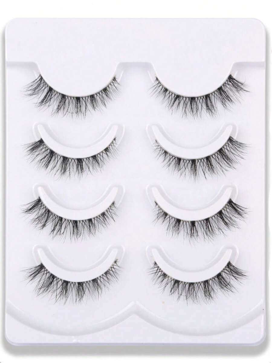 7 Pairs Transparent Natural Criss-Cross False Eyelashes - Black - View 1