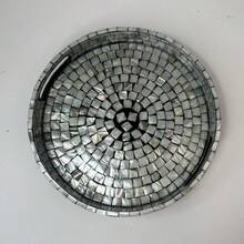 Khay khảm mosaic thủ công sang trọng, khay đựng trà/trái cây chất lượng cao dùng trong gia đình và thương mại. - tròn - Xem 8