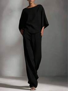 2026 European And American Spring/Summer Vacation Cotton And Linen Style Top And Pants Set For Women - Khaki Gray - View 7