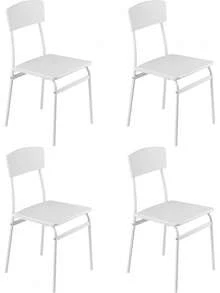 Set di 4 sedie da pranzo Baroni casa, design moderno, leggere, per uso interno ed esterno, sala da pranzo, ristorante, realizzate in MDF e acciaio, facile montaggio, effetto quercia nera, 35x46x81 cm - Bianco - Visualizzare 1
