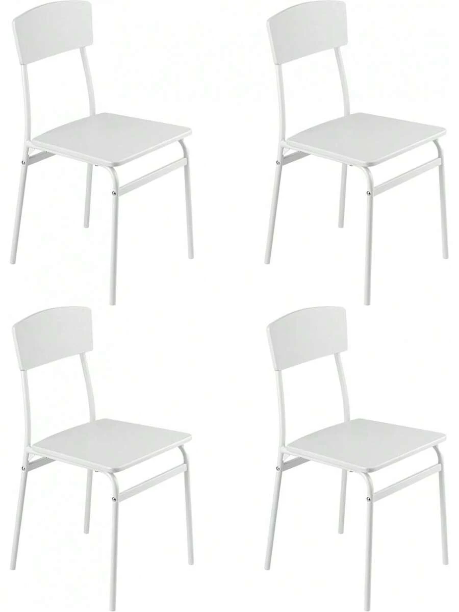 Set di 4 sedie da pranzo Baroni casa, design moderno, leggere, per uso interno ed esterno, sala da pranzo, ristorante, realizzate in MDF e acciaio, facile montaggio, effetto quercia nera, 35x46x81 cm - Bianco - Visualizzare 1