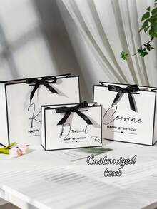 1 pieza Bolsa de regalo personalizada para cumpleaños, Bolsa de regalo envuelta con cinta, Bolsa de regalo personalizada para boda, Caja de regalo personalizada para dama de honor, Equipo de dama de honor, Bolsa de regalo personalizada para cumpleaños, Bolsa de regalo para boda, Bolsa de regalo para dama de honor - Multicolor - Ver 2