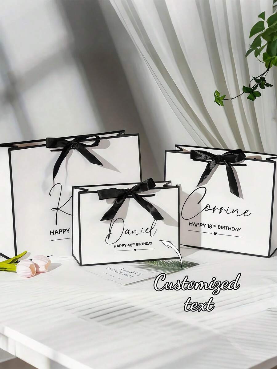 1 pieza Bolsa de regalo personalizada para cumpleaños, Bolsa de regalo envuelta con cinta, Bolsa de regalo personalizada para boda, Caja de regalo personalizada para dama de honor, Equipo de dama de honor, Bolsa de regalo personalizada para cumpleaños, Bolsa de regalo para boda, Bolsa de regalo para dama de honor