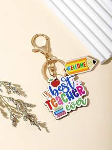 Lindo llavero, temporada de regreso a clases, colgantes con temas de campus, etiqueta de madera colorida con letras del alfabeto para maestros, una pieza para manualidades DIY, recuerdos creativos para graduación, fiesta de compañeros de clase, regalo para maestros, regalo de festival, llavero para accesorios de coche y teléfono, accesorios de coche, encanto de bolso escolar, el regalo perfecto para compañeros de clase, maestros y mejores amigos - Multicolor - Ver 2