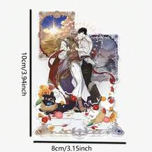 这款2D亚克力立牌，展现了《白夜幻想曲》中的角色拼贴，色彩鲜艳，服饰精美。适合与可爱的毛绒玩具或透明动漫收藏品一起摆放在桌面上作为装饰。是动漫迷的完美礼物。 - 彩色 - 查看 6