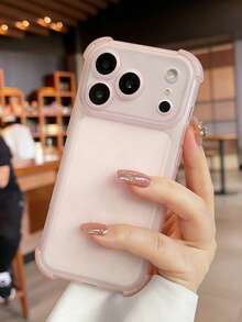 奢华简约时尚哑光透明防震防滑防摔轻薄保护壳，适用于 17 Pro Max、17 Pro、17、16 Pro Max、16 Pro、16、15、14、13、12 Pro Max、11，防震后盖 - 透粉 - 查看 1