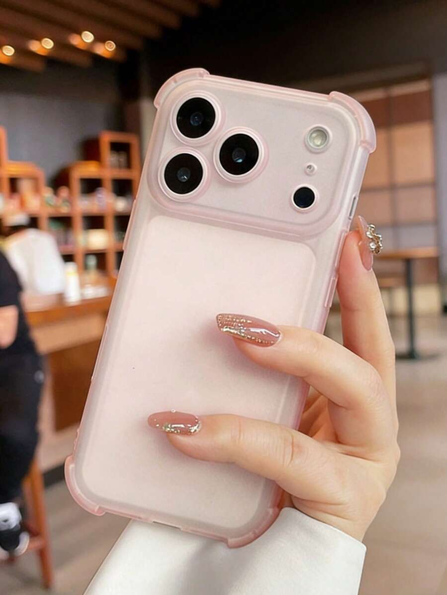 奢华简约时尚哑光透明防震防滑防摔轻薄保护壳，适用于 17 Pro Max、17 Pro、17、16 Pro Max、16 Pro、16、15、14、13、12 Pro Max、11，防震后盖 - 透粉 - 查看 1