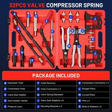 39-Piece Heavy-Duty Valve Spring Compressor Kit, Cylinder Head Repair Tool Set With Non-Slip Grip & Adjustable Base, Engine Maintenance Tools For Car, Truck & Motorcycle Repair - Red - View 2