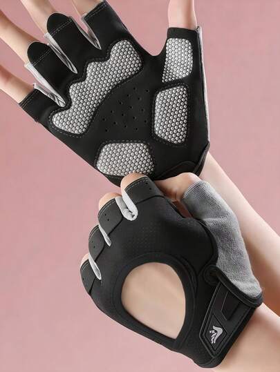 Guantes sin dedos antideslizantes, con protección total de la palma, guantes de fitness transpirables para hombres y mujeres, guantes de ciclismo de media manga, guantes de entrenamiento en el gimnasio para mancuernas y dominadas, accesorios para bicicleta