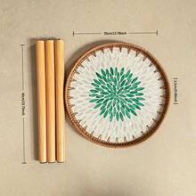 Handwoven Rattan Round Side Table With Mosaic Pattern Desktop, Suitable For Boho Style Home Decor - Multicolor - View 11