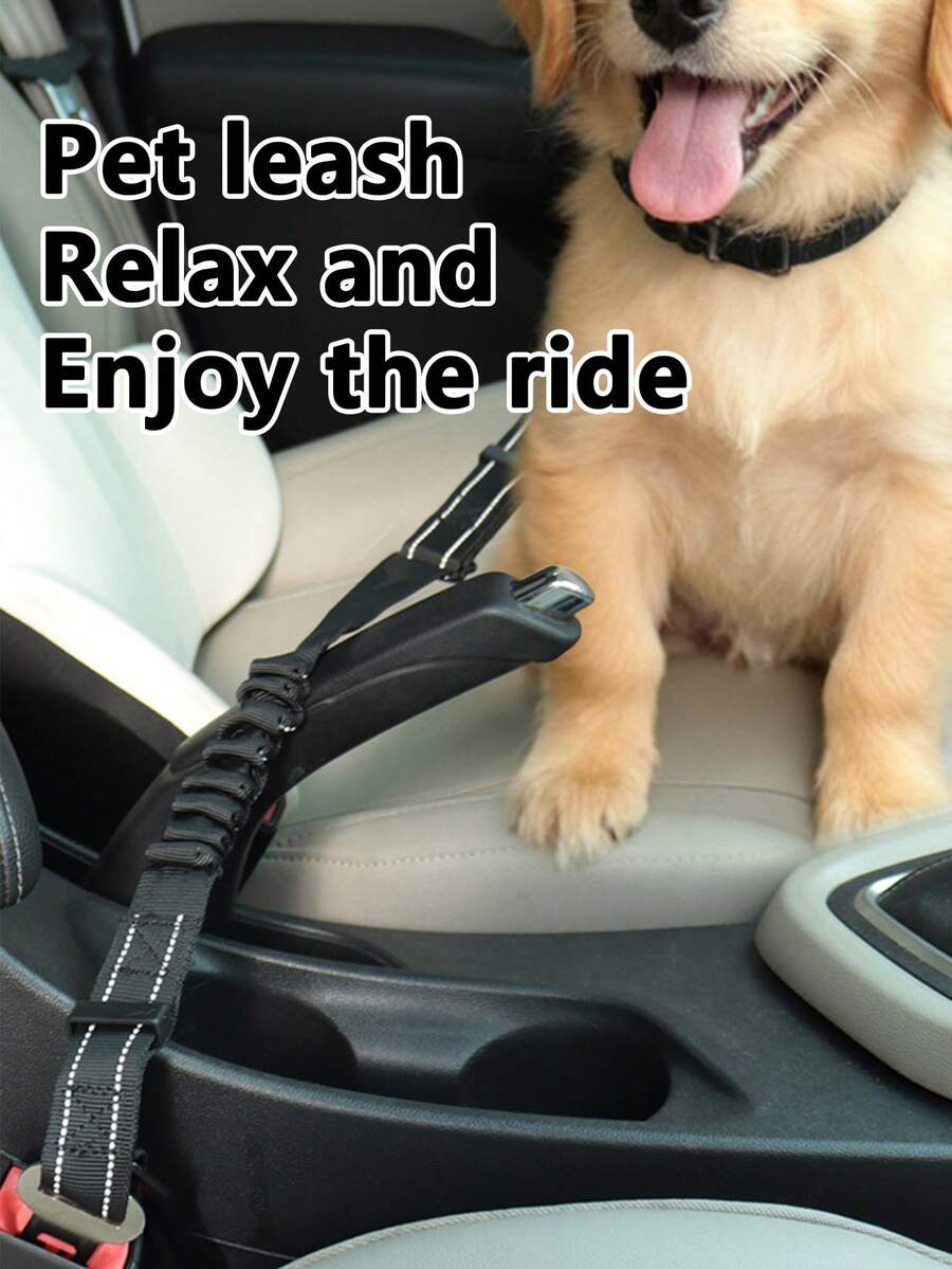 Dog Car Leash, Elastic Traction Rope For Large Dogs, Anti-Pulling Pet Seat Belt - Black - View 1