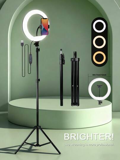 Adjustable Large-Sized Mobile Photography Accessories Live Streaming Equipment 10-Inch Ring Light Strip, 63-Inch Extendable Tripod And Phone Holder, Dimmable LED Ring Light For Photography And Live Streaming, Suitable For Selfie Camera Photography/Makeup/Video/Live Streaming Mother's Day Birthday