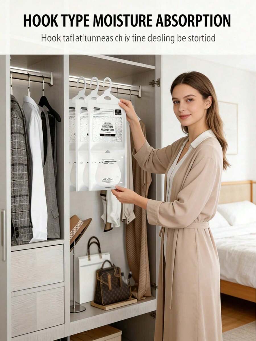 10个装大号除湿袋 - 衣物吸湿剂，非电动衣柜及家用除湿器，吸湿袋，衣橱除湿器，干燥剂 - 适用于夏季潮湿环境，开学季衣柜