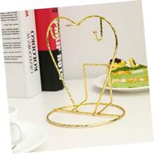 Set Of 2 Heart-Shaped Stainless Steel Cup Hangers – Kitchen Storage, Cup & Plate Rack, Countertop Tableware Organizer, Multi-Functional Drying Rack - Gold - View 5