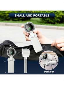 Portable Handheld Turbo Fan, Battery Operated, Up To 12 Working Hours, 3 IN 1 Hand Fans With Air Turbo Tech Cooling Fan For Outdoor Activities, Travel, Beach - White - Basic - View 6