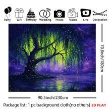 2D Panel - 2D Panel - A Mural Depicting Large Or Small Willow Trees, Fireflies, A Tranquil Lake, The Night Sky, And A Magical Atmosphere, Perfect For Decorating Living Room Walls, Meditation Spaces, Offices, Or Party Decorations - 多色 - 查看 12