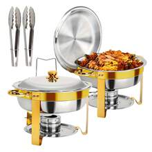 2 Paquete Estufa de 4.5L - Estufa de Buffet para Comida y Sopa - con Asa de Fácil Transporte - Adecuada para Comedor, Fiesta y Eventos al Aire Libre, Adecuada para Restaurantes de Cantina Familiar, Olla caliente cubierta de acero inoxidable para buffet 4.5l,2 Paquete 4.5L Redondo Chafing Plate Buffet Set Chafers y Buffet Calentadores Conjunto para Fiestas Eventos de Catering - Ver 10