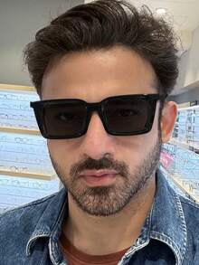 1pc Men's Fashion Retro Square Glasses, Black Frame, Lightweight PC Material,Bold Y2K Street Style, For Driving, Travel And Outdoor Activities With Glasses Box - Multicolor - View 3