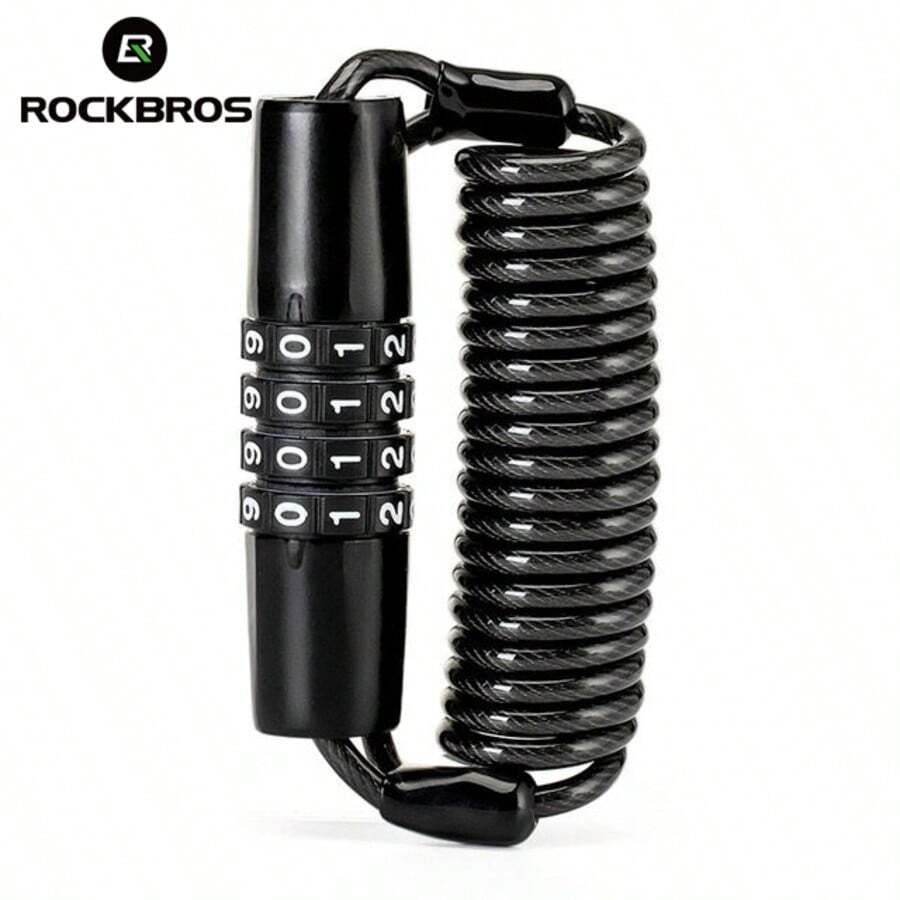 ROCKBROS 1pc Bicycle Mini Anti-Theft Lock, Bike Lock Chain, Backpack Lock, Bicycle Accessories, Password Lock - Black - View 1