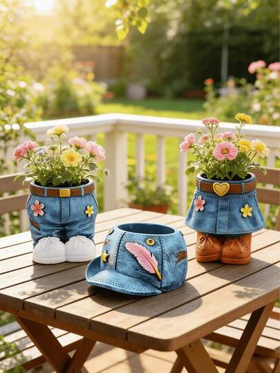 1 chậu trồng cây bằng vải denim mới, chậu trồng cây sáng tạo, chậu trồng cây tuyệt đẹp, trang trí nhà cửa trong nhà/ngoài trời, sân vườn, hiên nhà, trang trí phòng.