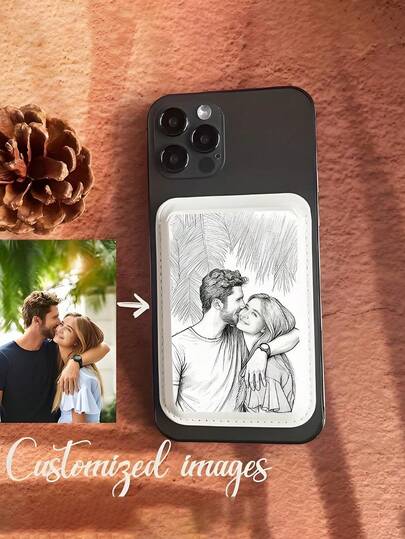 Soporte de tarjeta de cuero PU de alta calidad personalizado con imagen personalizada, compatible con Apple 17, 16, 15, 14, 13, 12 Pro Max. Puede contener de 1 a 3 tarjetas de crédito o de identificación. Billetera K1 con diseño protector ultra delgado. Regalo perfecto para amigos, colegas, familiares o regalos de cumpleaños.