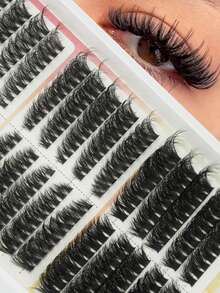 290pcs Cartoon Style False Eyelashes, D-Curl Fluffy Fan-Shaped Fake Lashes, 8-18mm Mixed Length Super Thick Cluster Lashes, 3D Effect, Faux Mink Material Natural & Soft, Suitable For Beginners & Professionals, For Daily, Party, Stage, Nightlife, Ideal Gift For Mother's Day, Easter, Valentine's Day, Music Festival, Christmas, Christmas Eve, Thanksgiving - View 6