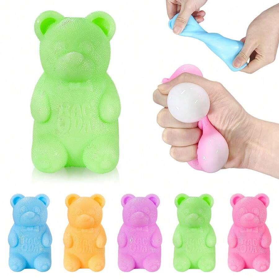 5pcs/Set Squeeze Teddy Bear - Sensory Squeeze Toys - Stress Relief Toys, Gift Box Filler, Birthday Gift, Classroom Prize Treasure Box Toys, Christmas Stocking Stuffers, Gifts For Boys Girls, Cute Party Favors - Baby Blue - View 1