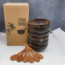 1 Set (Mangkuk Kelapa + Sendok) Mangkuk Tempurung Kelapa, Mangkuk Bulat Retro, Sendok Tempurung Kelapa, Cocok Untuk Smoothie & Makanan Penutup, Perlengkapan Katering & Belajar, Sendok Tempurung Kelapa, Musim Kembali ke Sekolah - Kombinasi Set - View 10