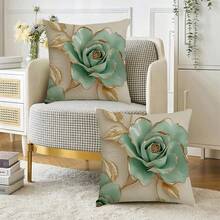 2pcs Floral Pattern Printed Throw Pillow Covers, Machine Washable With Zipper Closure, Decorative Design, Suitable For Home And Office Decor (Pillow Insert Not Included) (No Embroidery) - Multicolor - View 3
