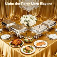 Chafing Dishes For Buffet Set,Square Chafing Buffet Elegant And Dignified For Catering Supplies Buffet Display ,Food Warmer Perfect For Buffet Servers And Warmers,Barbecue,(316) Stainless Steel  Chafing Buffet, Perfectly Adapted To The Needs Of Chilled Drinks And Fruits In Summer - Tất cả đều bằng bạc, kèm theo kẹp gắp thức ăn. - Xem 3