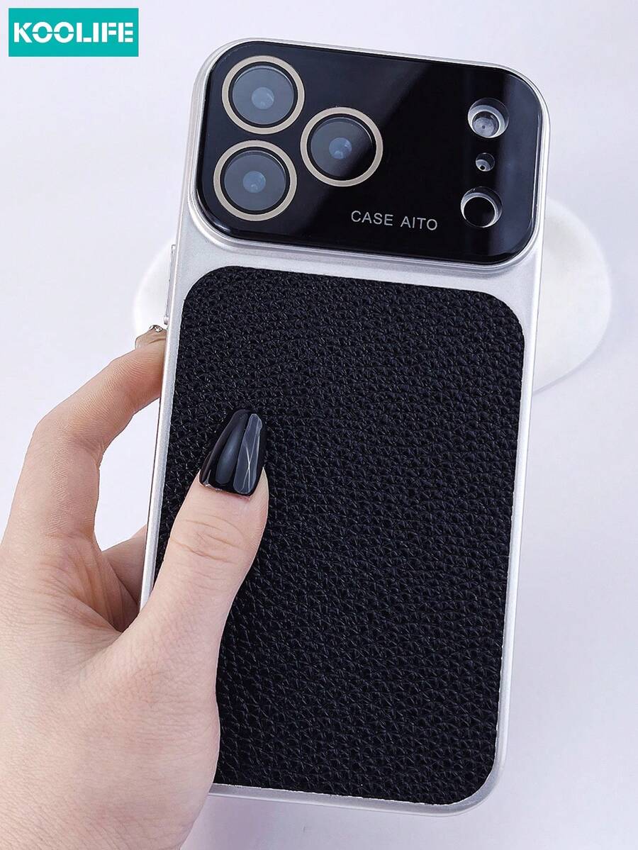 Koolife 1pc Leather Texture Phone Case With Large Window, PC+PU Leather Material, Raised Lens Protection And Built-In Lens Film, Shock-Resistant And Fashionable Design, Compatible With IPhone 17/17 Pro/17 Pro Max