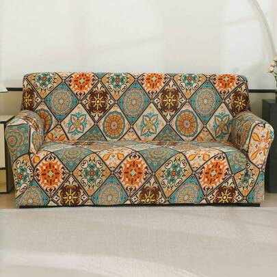 1件装热带印花沙发套，四季皆宜，简约现代，防尘透气。耐用且富有弹性的沙发套，适用于卧室、办公室、客厅、家居装饰。