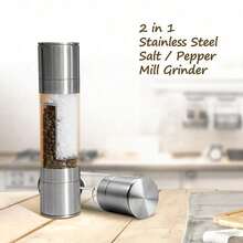 High Quality 2 In 1 Stainless Steel Manual Pepper Salt Spice Mill Grinder Kitchen Seasoning Cooking Tools Support Wholesale - Silver - View 1