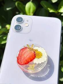 印花夏季水果花卉手机支架，可扩展桌面支架，指环支架，兼容、三星、安卓手机壳，带支架底座，女孩礼物 - 彩色 - 查看 3