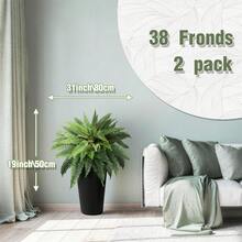 2026 New 31"Artificial Boston Fern Bush Plant, 2 Faux Ferns For Outdoors Large, Fake Ferns Realistic Artificial Plants With 38 Fronds For Garden Porch Patio Home Office Living Room Decor Green - 31" Faux Ferns 38 Leaves - 查看 2